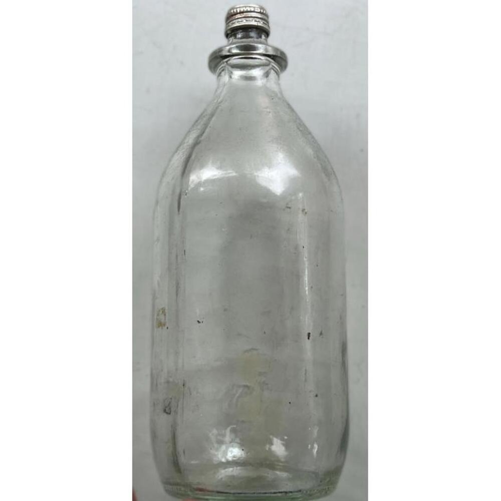 Vintage Dr Pepper 1 Liter Clear Glass Soda Bottle w/ Metal Screw Cap 1970s